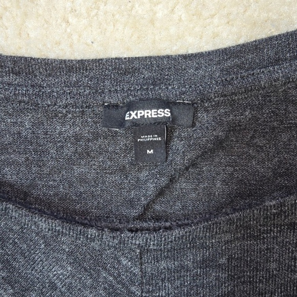 Express‎ Women Charcoal Gray Heathered Long Sleeve Twist Front Tie Tunic Top M - Picture 5 of 7